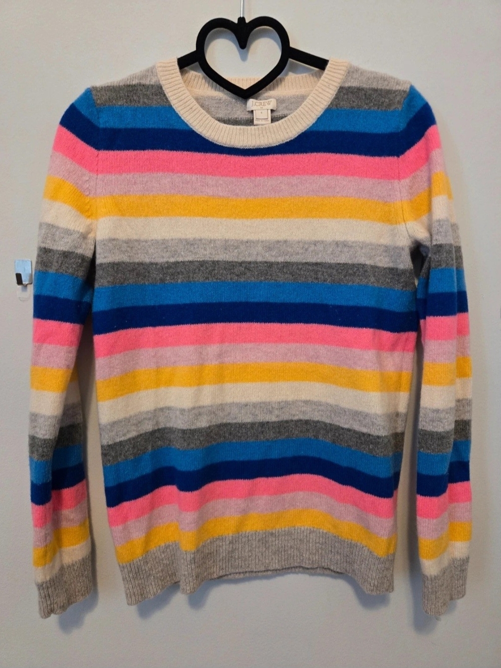 J. Crew Women’s Wool Blend Crewneck Sweater - Pink/Blue/Yellow